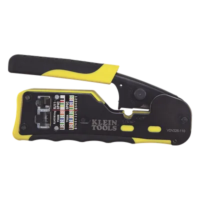 Ponchadora/Pelacables/Cortacables con Matraca para Conectores Pass-Thru RJ45 y Conectores Estándar RJ11/RJ12.